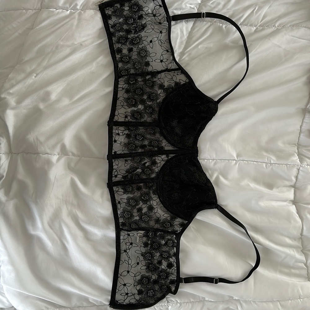 black lace crop cami top.